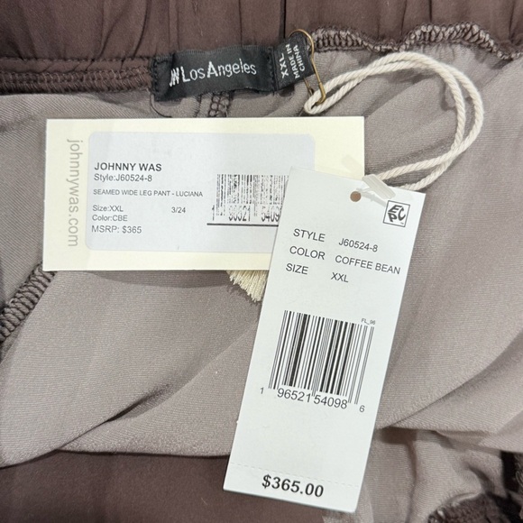 Johnny Was XXL Coffee Bean Butterfly Velvet Luciana Seamed Wide Leg Pants NWT - Picture 12 of 13